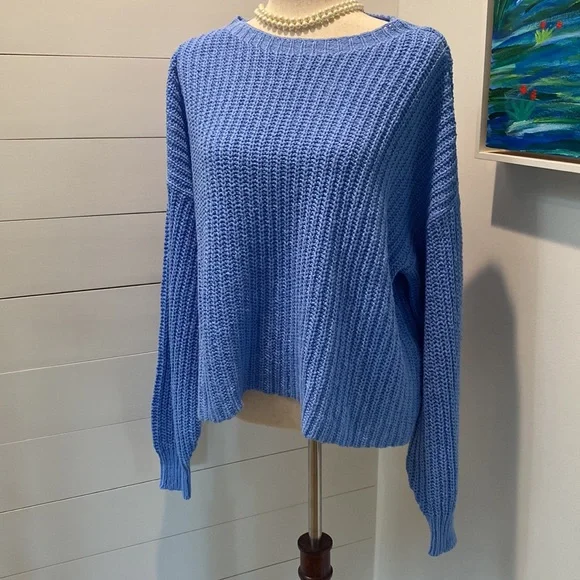 Eileen Fisher Organic Textured Cotton Sweater Bright Blue size XL NWT - Picture 2 of 10